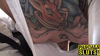 Inked babe Nayomi Sharp’s pussy pounded by maledom cock