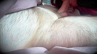 Redhead in red lingerie sucked him dry - whoa, what a tease!