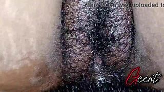 just a raw close up of creamy hairy pussy with big black cock