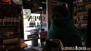 Islamic gloryhole babe, dang, she suckin’ that huge cock like crazy!