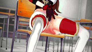 amber from genshin masturbates her big tits