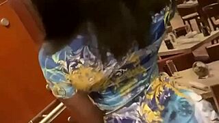 Blowjob and creampie in blue light room