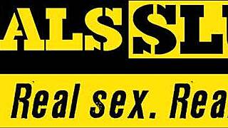 Sub girl with big boobs fucks with leash around her neck