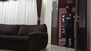 Real wife bent over for double penetration with dildo and assfucking