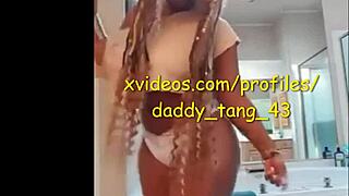 The ebony babe shakes her big ass with the fuck doll