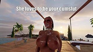 Sonja's big tits bounce as she fucks on the tropical beach at 3dxchat