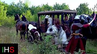 fantastic outdoor threesome features cute whore licked doggystyle with cum on swollen pussy