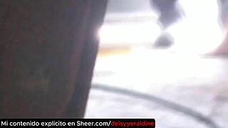 I spied on a hot seduction of an unknown delivery man. She tempted him in underwear while her cuckold husband recorded!