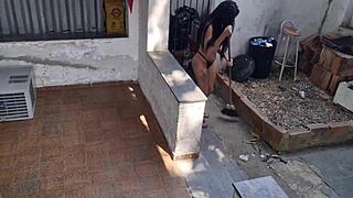 Latina Teen Feels Intense Pleasure in Bent-Over Doggystyle Anal, Leaving Bikini Mark on Her Ass.