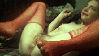 Lover in red stockings craves big black cock passionately