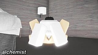 In Roblox, a random whore gets fucked in an intense session with deepthroat and cum