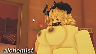 In Roblox, a random whore gets fucked in an intense session with deepthroat and cum