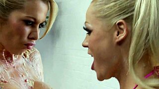 two hot milfs fucking hard in sexy lingerie on the bed.