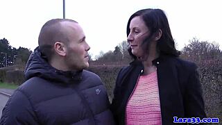 Watch this British milf in stockings get doggystyled and cum on her face