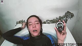 Sexy Skinny Babe in Bikini Gets Wet in Underwater Pool Action for Aquafilia Bathtub Fun