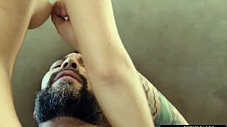 close up on horny blondes licking and sucking in missionary