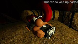 hot cowgirl gets fucked hard while milking her big dicked wolf's cock