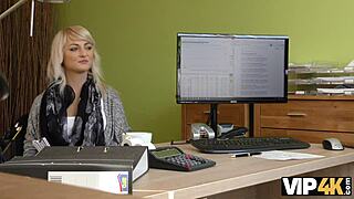 vip4k sweet blonde babe drills naughty loan agent for cash deal