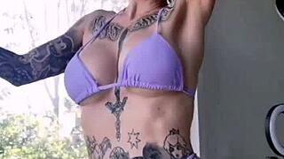 Melody Radford models a micro bikini in her homemade video