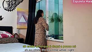 hot brunette calls her cuckold husband