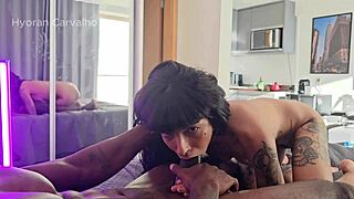 woman fully surrenders to black lover in interracial bareback ass fucking