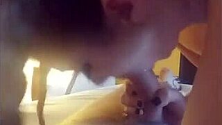 slutty teen with nice ass, small tits, and big nipples sucks cock hard