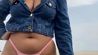 Beach flashing exhibitionists tease with public exposure