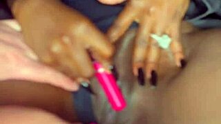 sexy black model teases white guy with vibrator play