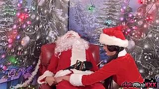 does milf sofie marie seduce santa and ride his massive dick like this?