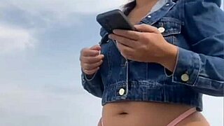 Beach flashing exhibitionists tease with public exposure