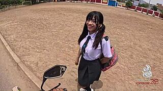 Peruvian Student Receives Anal Creampie From Big Cock Deepthroat