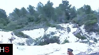 Fucking her ass on the beach?