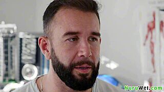 Petite Blonde Masseur Explains Nuru Massage Then Fucks Client Hard