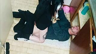 plumber fixes sink and gets wet 😏