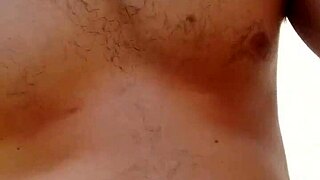 Outdoor solo boy masturbates intensely