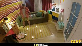 halloween ritual with brunette australian in suggestive costume