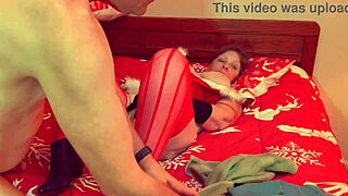 Granny Carmen celebrates Christmas in July with intense stick and dick orgasms using toys