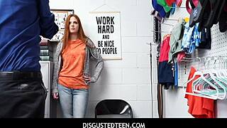 hot teen shoplifter scarlett mae gets fucked by pervy loss prevention officer after stealing tv