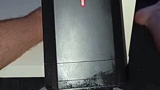 stranger uses lovense toy for cumshot