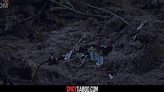 Hot foursome sex at the graveyard with american milf