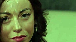 Slutty stunner GETS JIZZ SHOT on her FACE, gulping all the JUICE