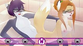 Furry character endures ball kicking in cuckold scenario