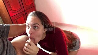 Young Girl Gives Perfect Drooling Blowjob On Big Ass