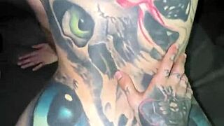 This girl with split tonge deepthroats me sloppy and lets cum on face.