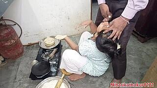 Indian desi step-mom gets drilled hard in kitchen