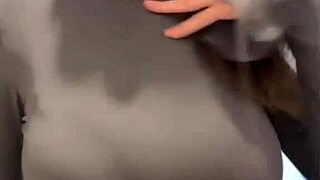 Stepmother gently caresses her breasts to climax