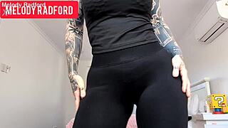 Milf Melody Radford in sheer leggings gets fucked hard, showing fat ass and fake tits