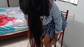 How I lured my teacher with a naughty uniform video while touching myself.