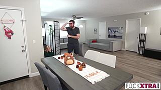 Mischievous miniature caught tall stepbro jerking off