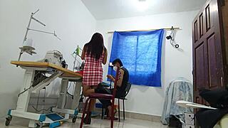 Whore fucks boyfriend at work, even the boss!